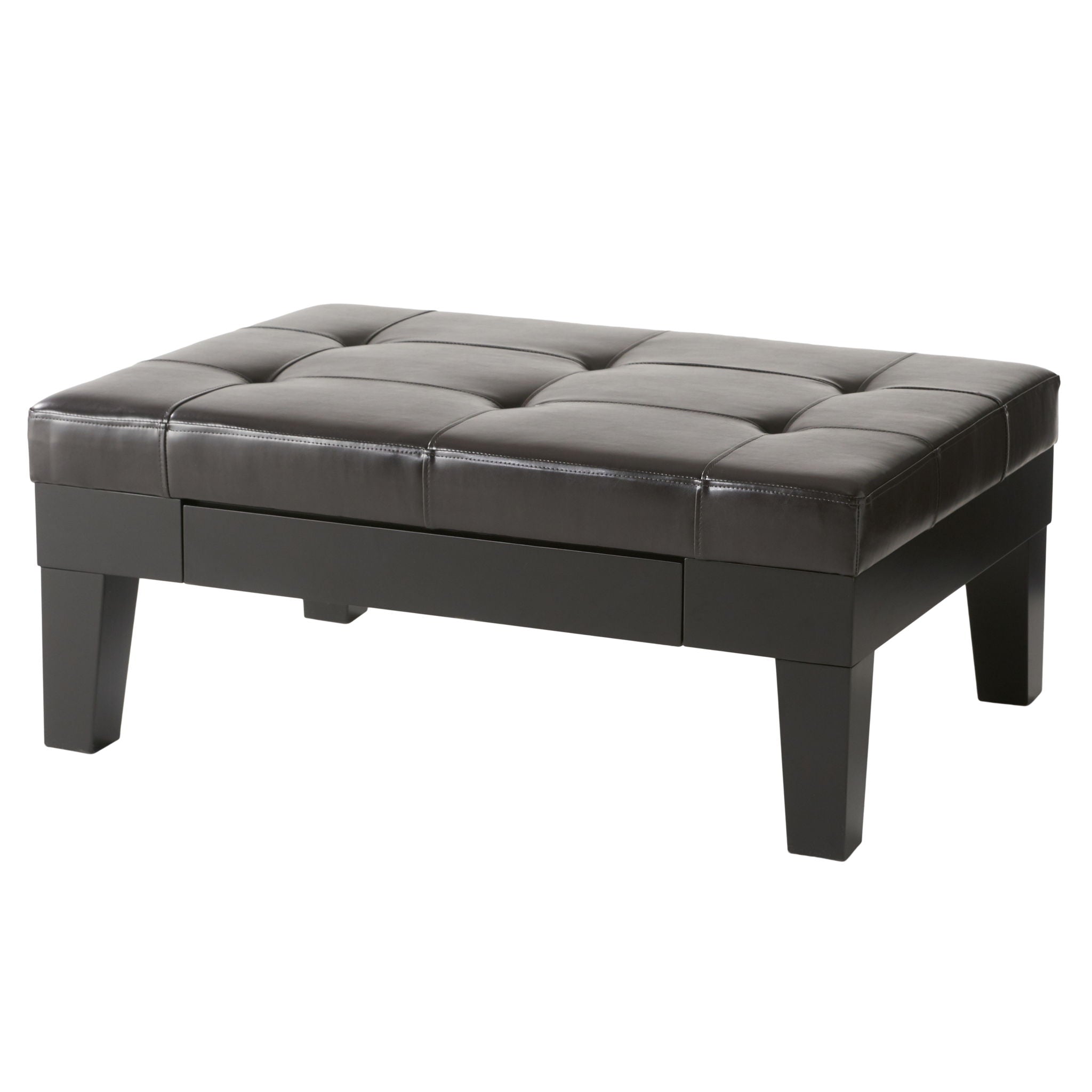 Chatham Ottoman With Drawer Leather Storage Solution - Dark Coffee by HouseOfZazla