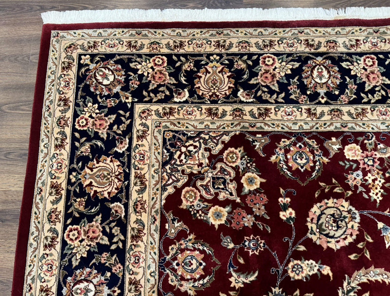 Sino Persian Rug 9x11, Burgundy and Navy Blue, Fine 200 KPSI, Floral Allover by Jewel Rugs