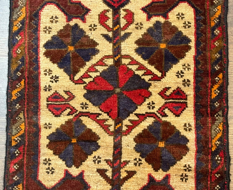 Small Persian Baluchi Tribal Rug, Tan, Handmade by Jewel Rugs