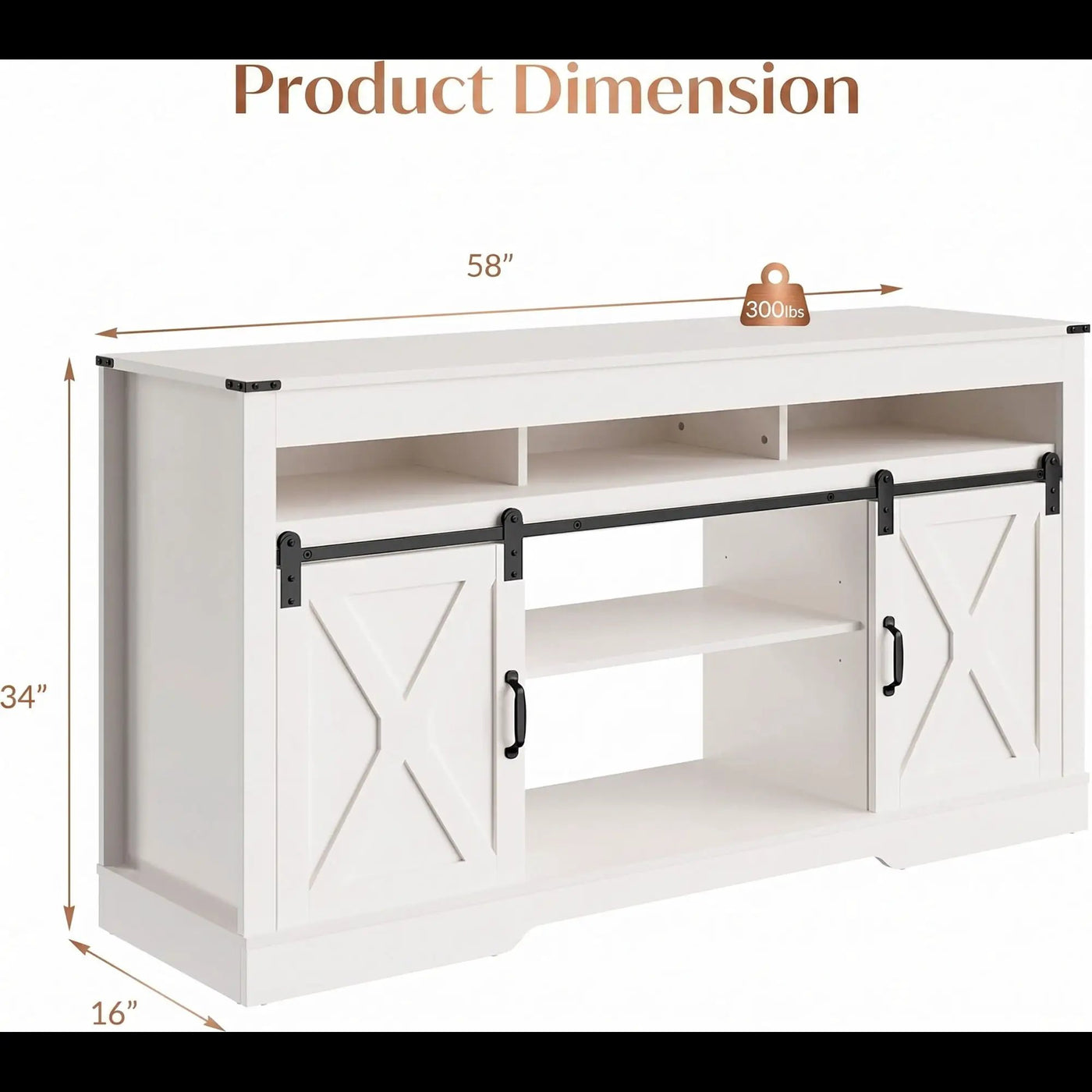Farmhouse TV Stand With Sliding Barn Doors & Adjustable Storage by HouseOfZazla