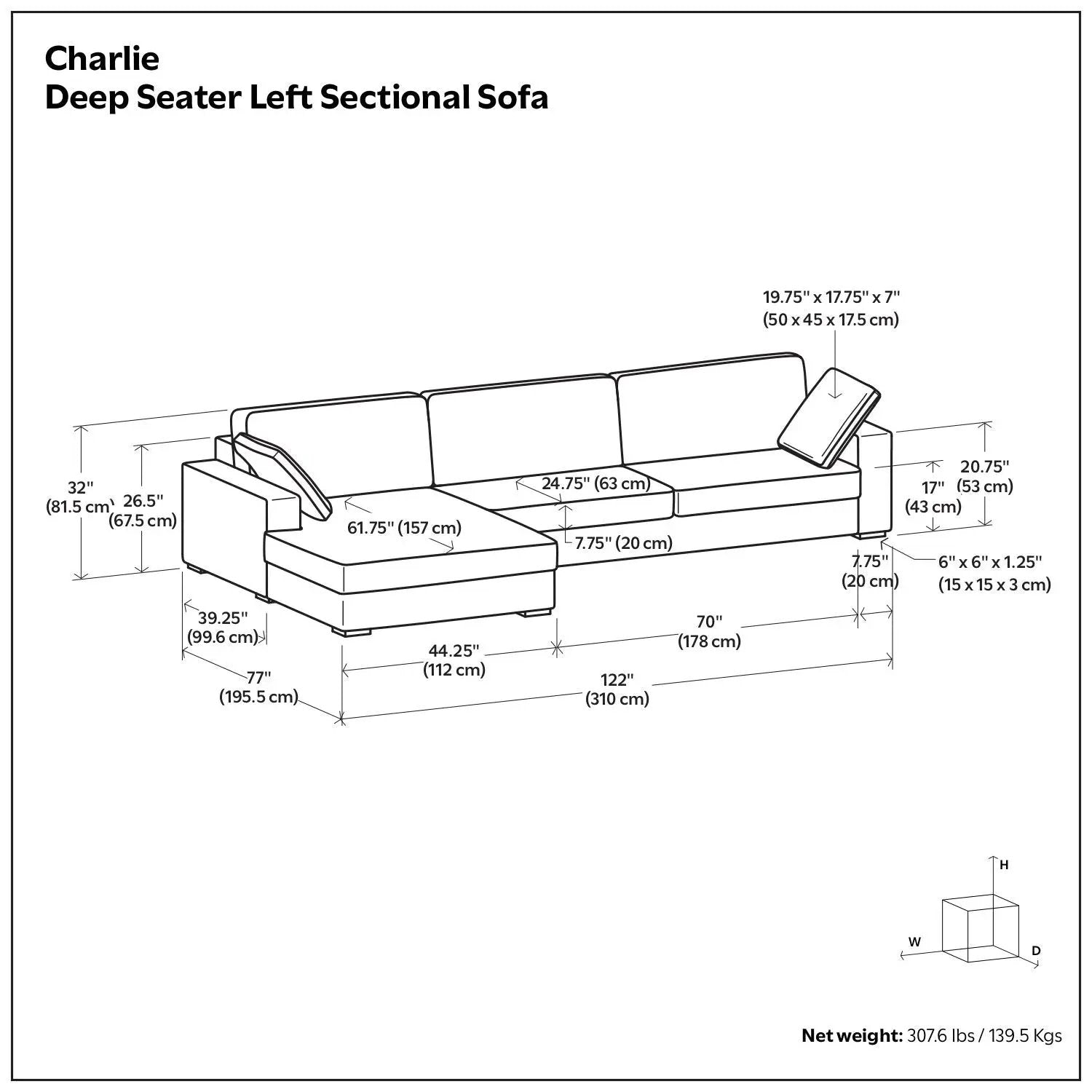 Charlie - Upholstered Deep Seater Sectional Sofa by Unique Piece Furniture