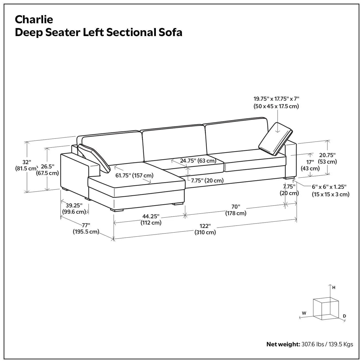 Charlie - Upholstered Deep Seater Sectional Sofa by HouseOfZazla