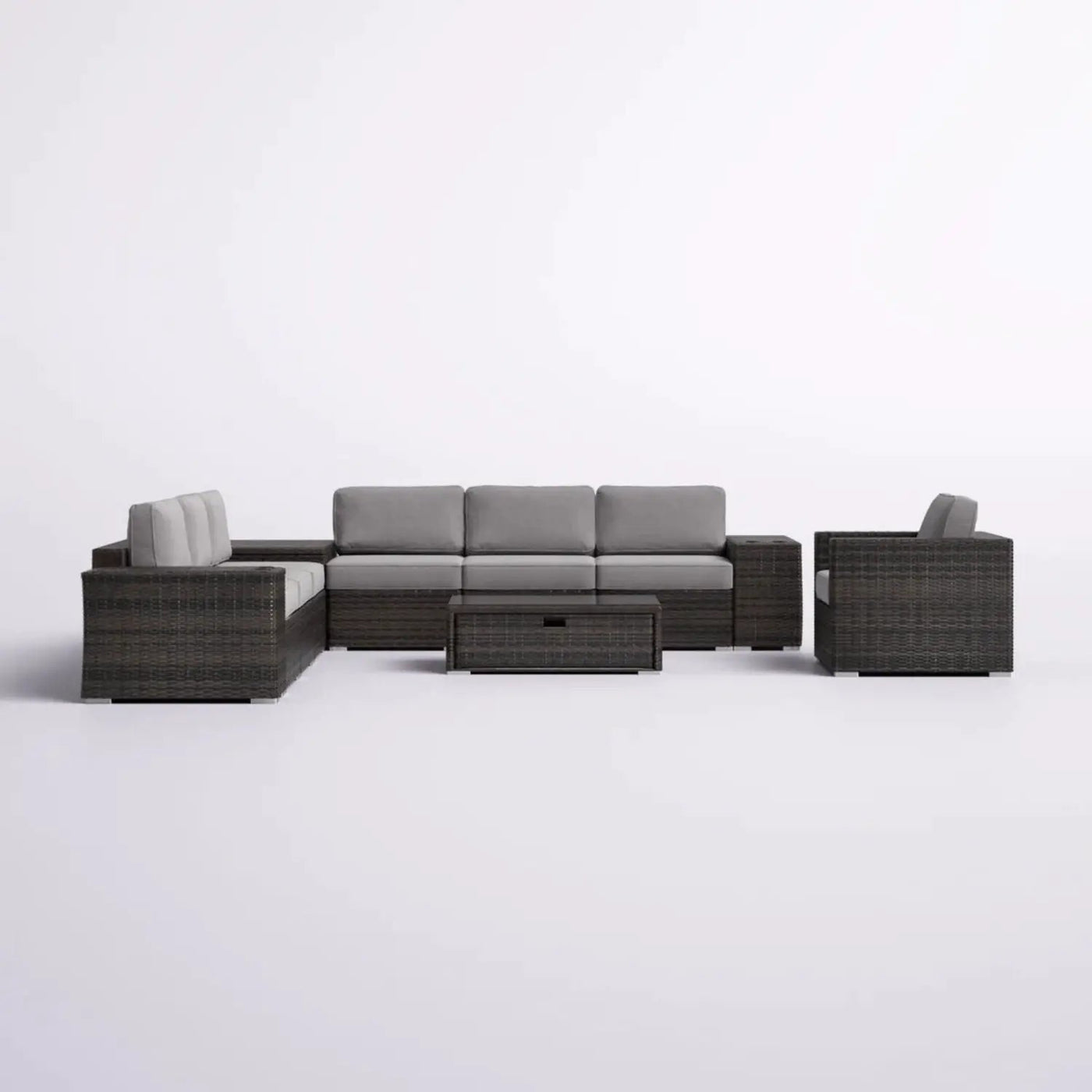 Modern Patio Rattan Sectional Set With Cushions by Unique Piece Furniture