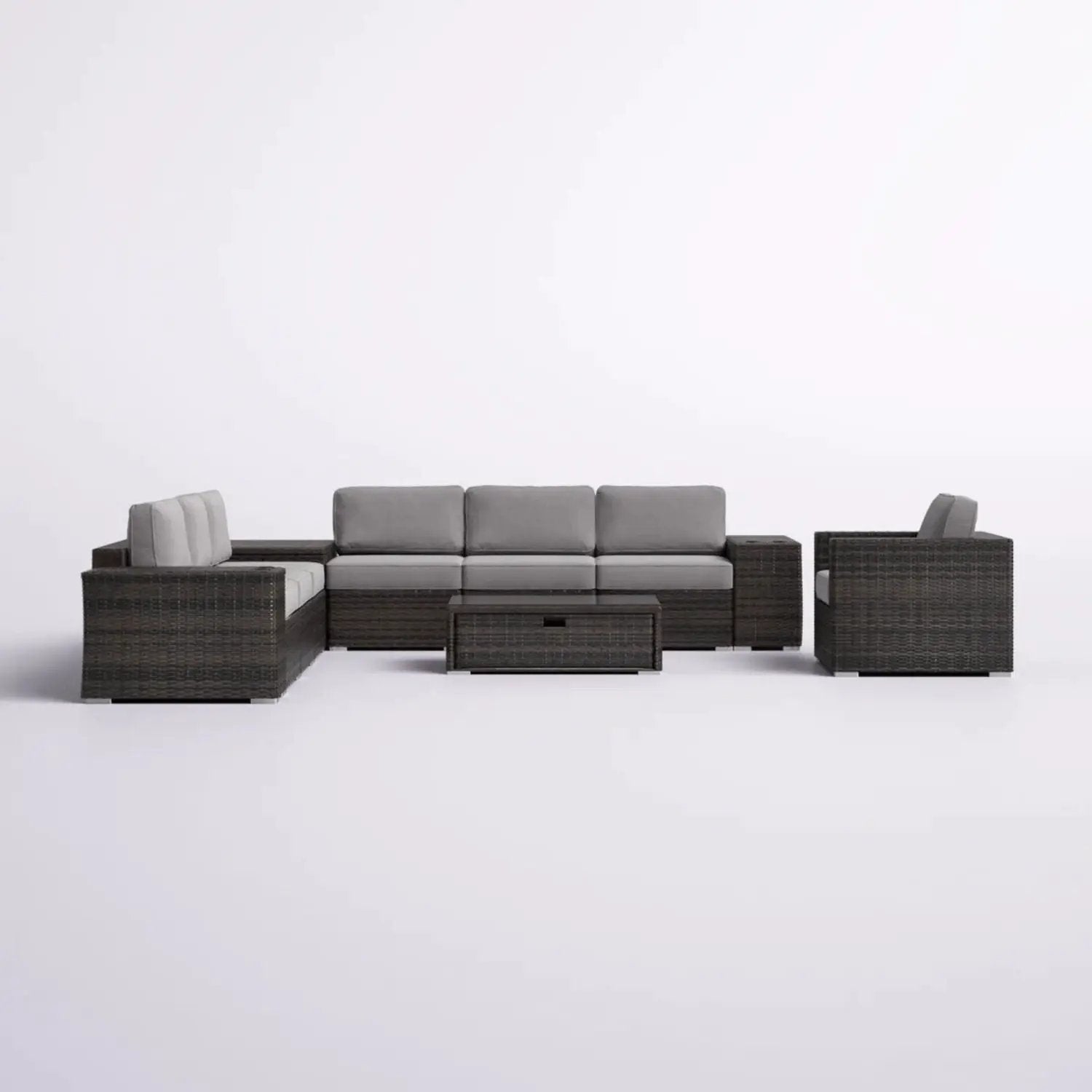 Modern Patio Rattan Sectional Set With Cushions by Unique Piece Furniture