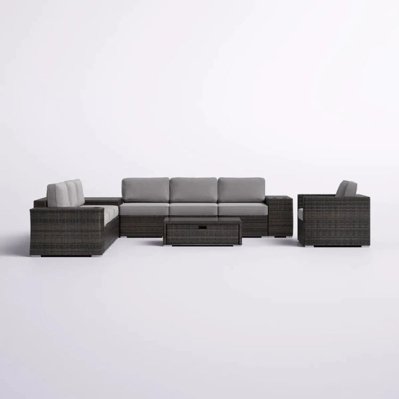 Modern Patio Rattan Sectional Set With Cushions by Unique Piece Furniture