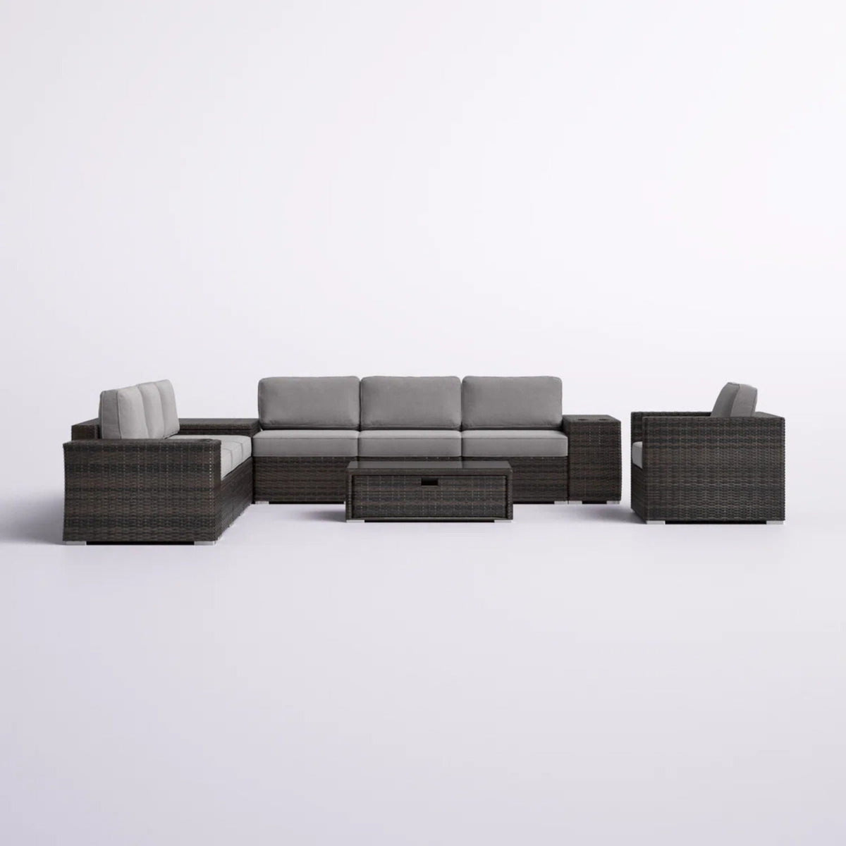 Modern Patio Rattan Sectional Set with Cushions - Multiple Set Options, photo 39 of 40