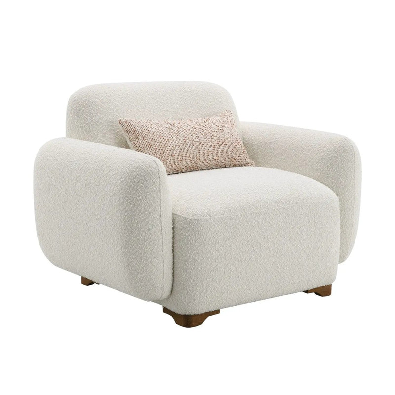 Darius - Boucle Accent Chair With 1 Toss Pillow - Beige by HouseOfZazla
