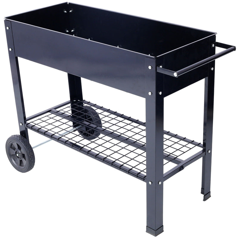 Elevated Metal Planter Garden Bed with Wheels - Black, photo 4 of 12
