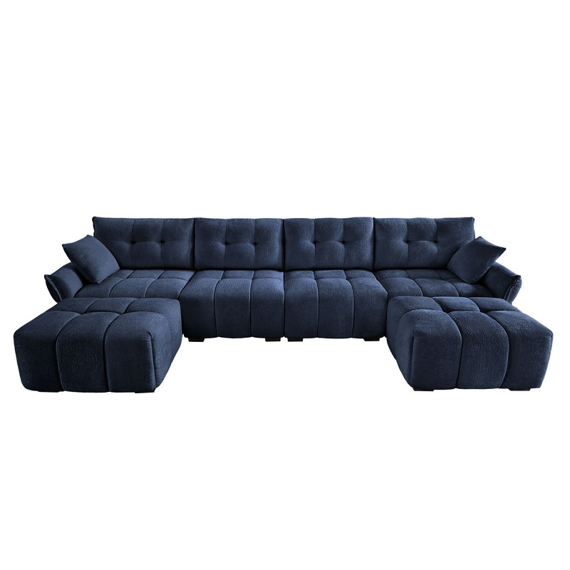 Sofa Set With Ottoman And Pillows, Textured, High Resilience Cushions by HouseOfZazla