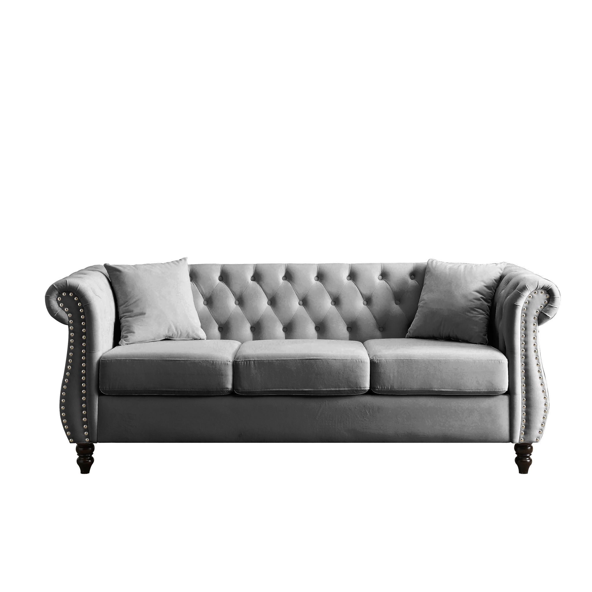 Chesterfield Sofa With Rolled Arms And Nailhead Trim by HouseOfZazla