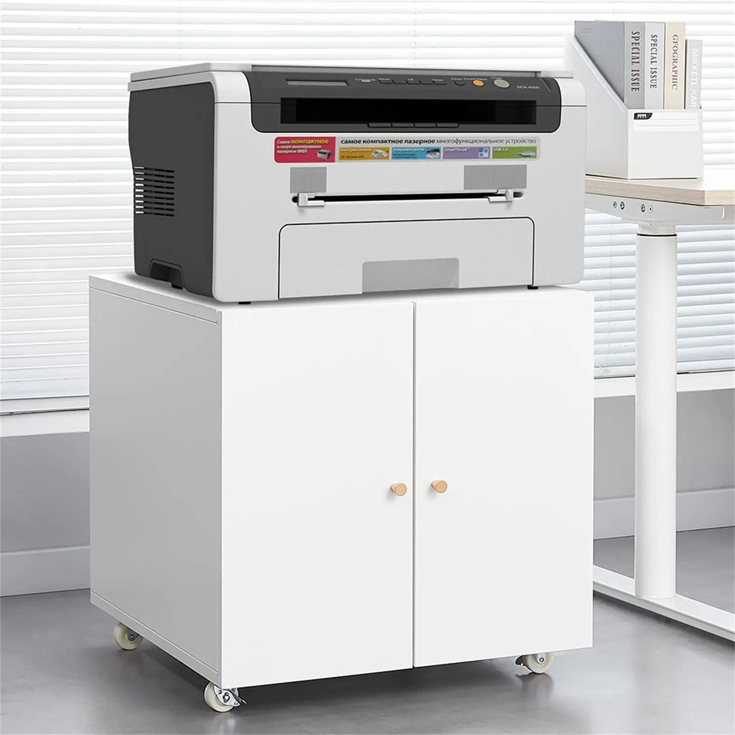 Office Furniture Copier Cabinet 2 Door Steel Copier Stand Mobile Pedestal File Printer Stand by HouseOfZazla