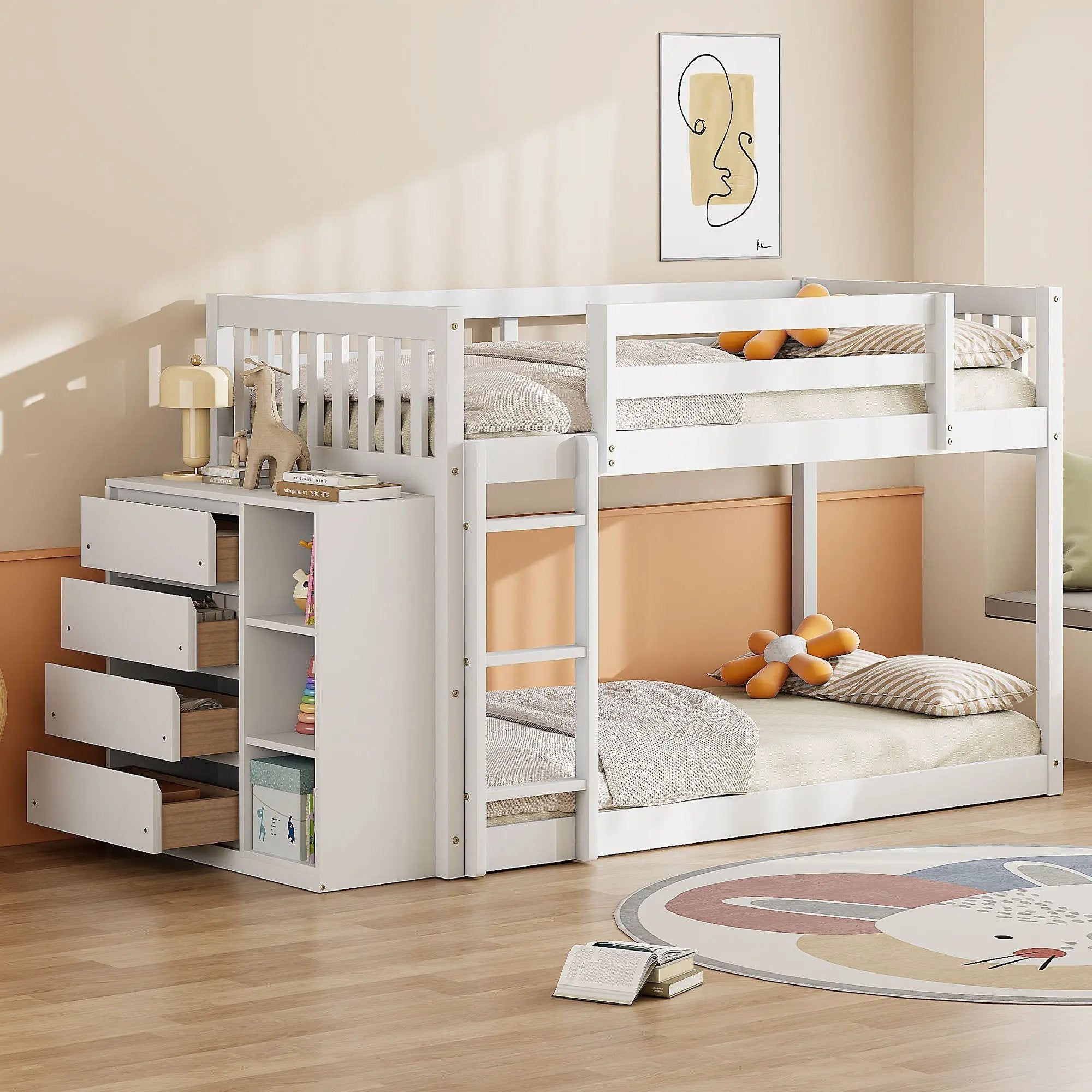 Bunk Bed With 4 Drawers and 3 Shelves by HouseOfZazla