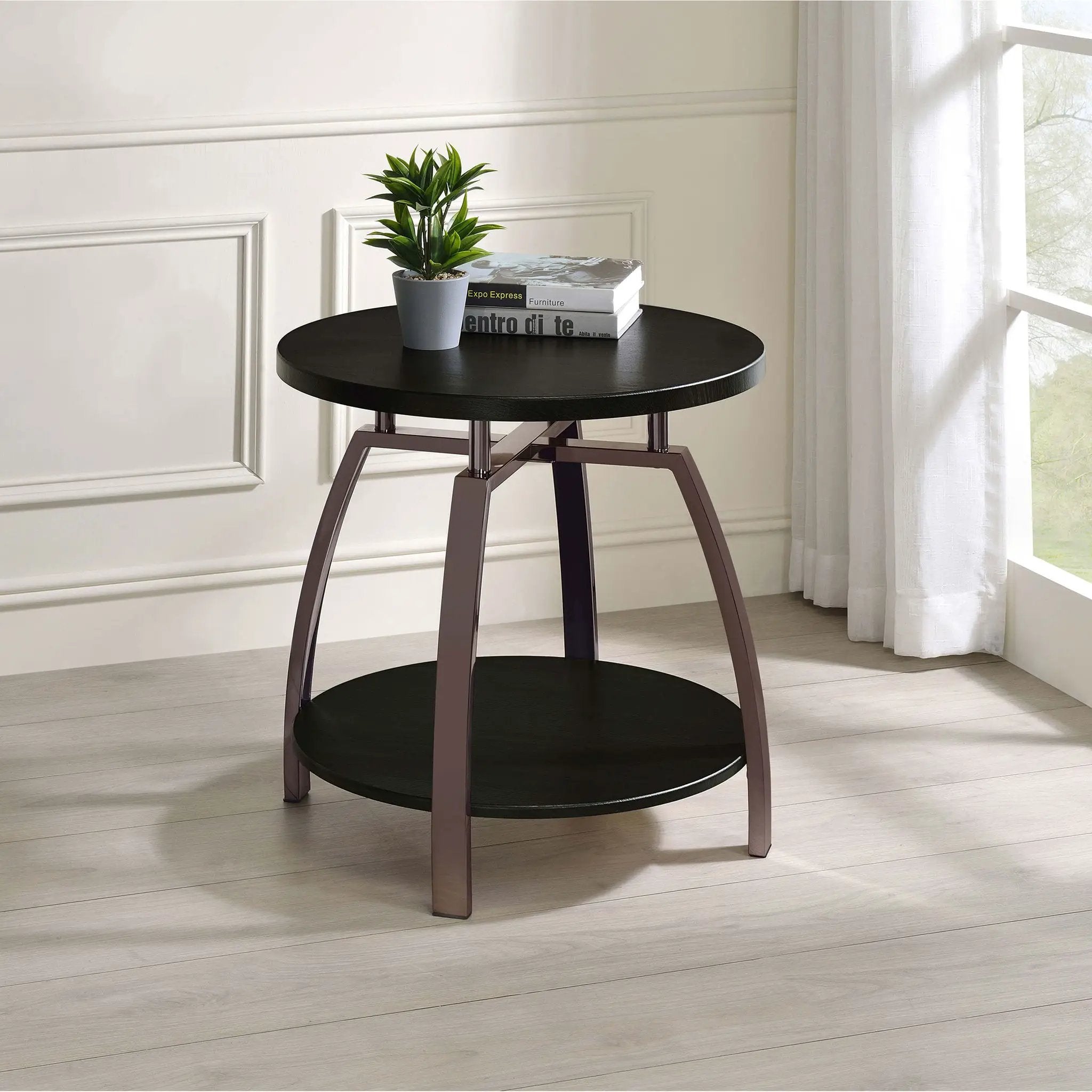 End Table With Center Shelf - Dark Gray by HouseOfZazla