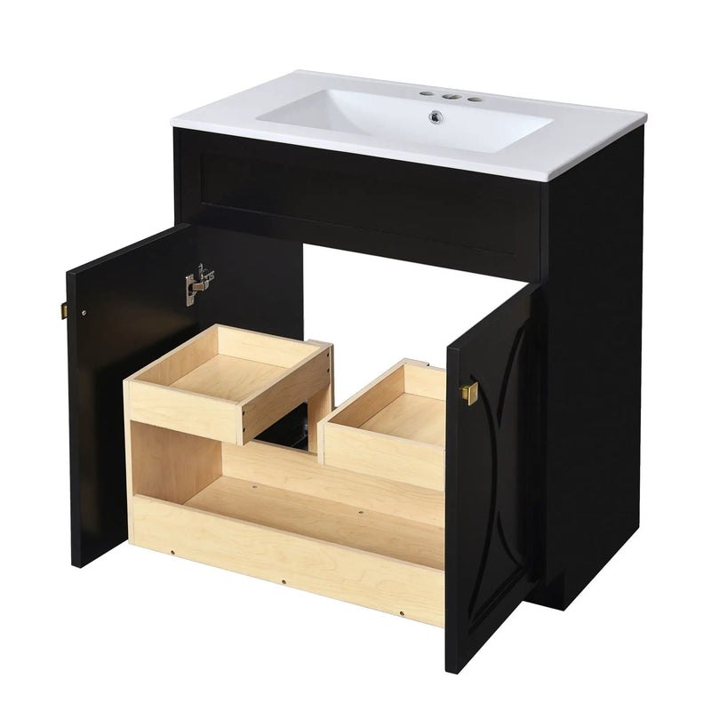 Bathroom Vanity With Sink, Freestanding Storage Cabinet With Handles by HouseOfZazla
