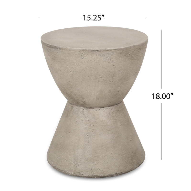 Outdoor Lightweight Concrete Side Table, Light Gray by HouseOfZazla