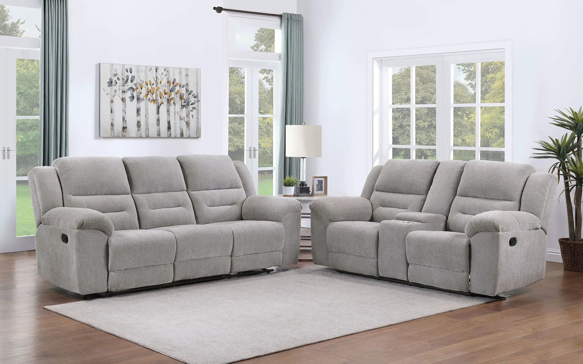 Gilson 2-piece Chenille Upholstered Reclining Sofa Set Grey by Unique Piece Furniture