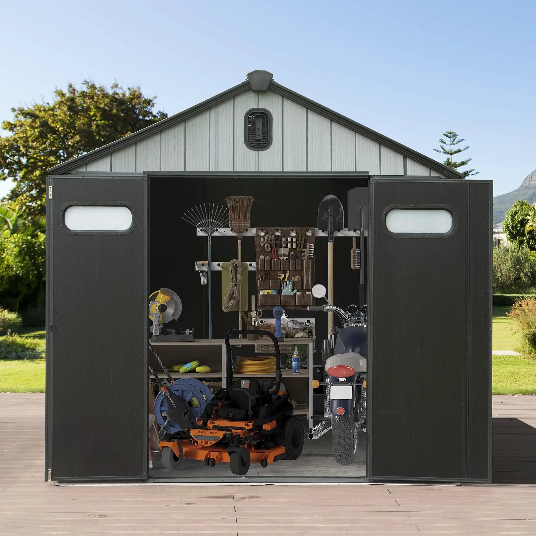 8x6FT Resin Outdoor Storage Shed with Lockable Door by HouseOfZazla