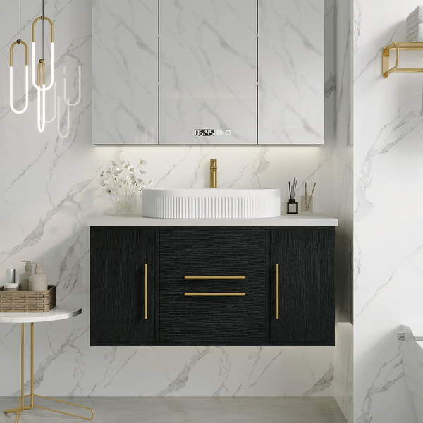 39.4 in Modern Floating Bathroom Vanity with Ceramic Sink, photo 2 of 10