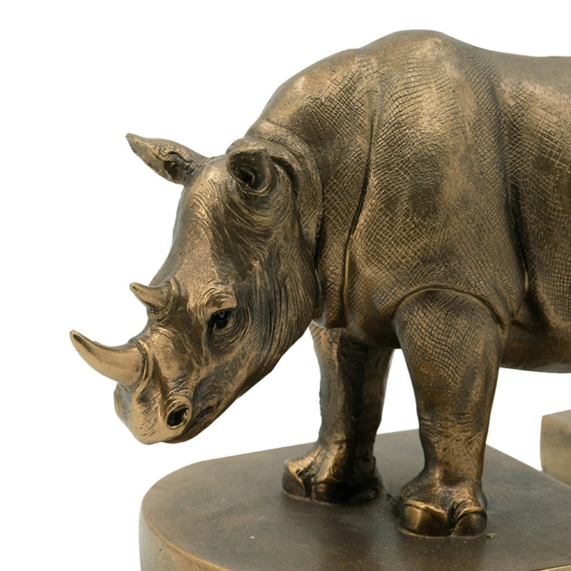 Set of 2 Rhino Bronze Bookends by HouseOfZazla