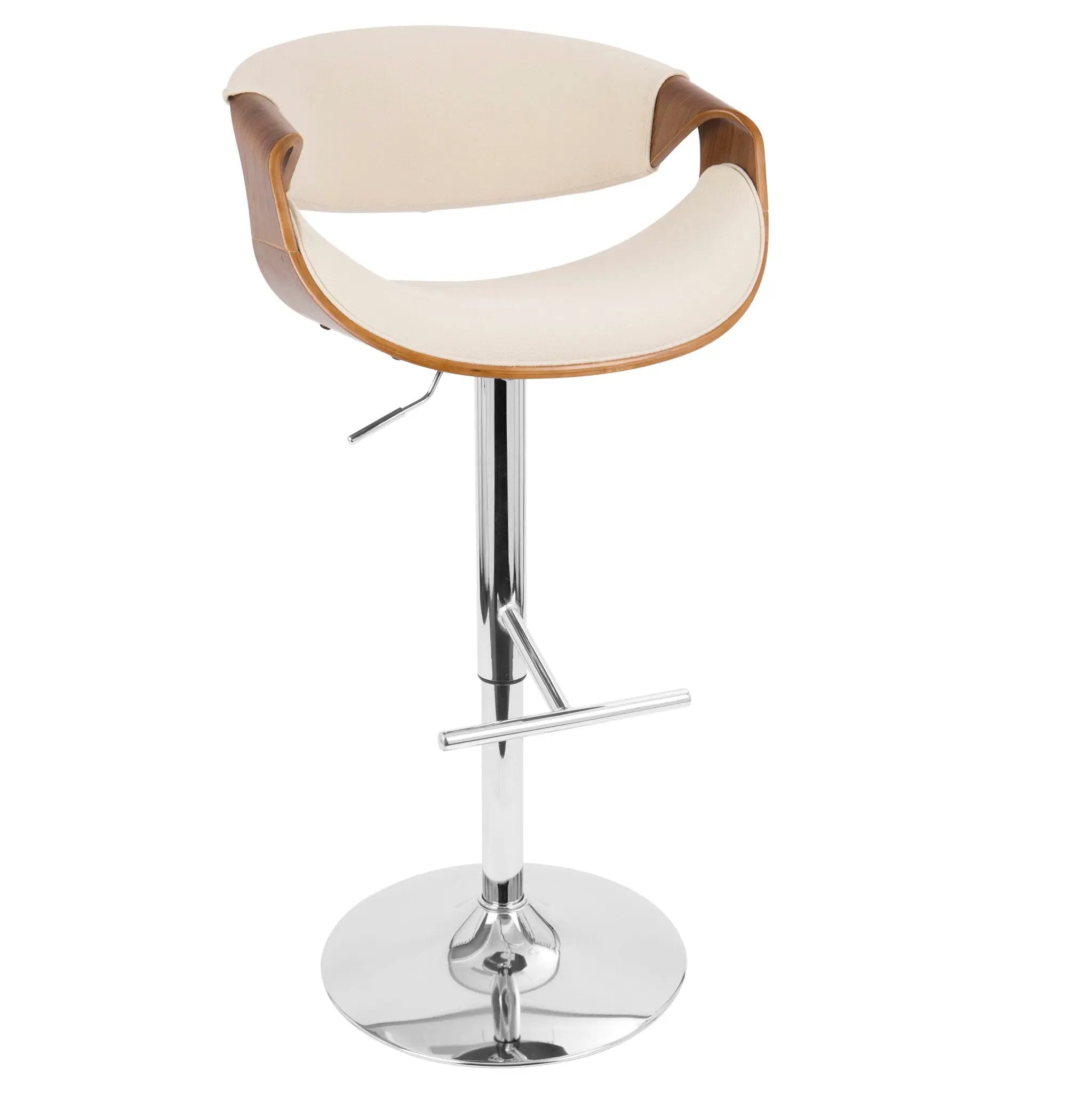 Curvo - Mid Century Modern Adjustable Barstool With Swivel With Straight T Footrest by Unique Piece Furniture