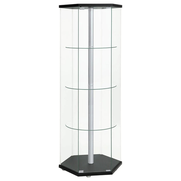 Tenley - 4 Shelf Curio Cabinet With Hexagonal Design