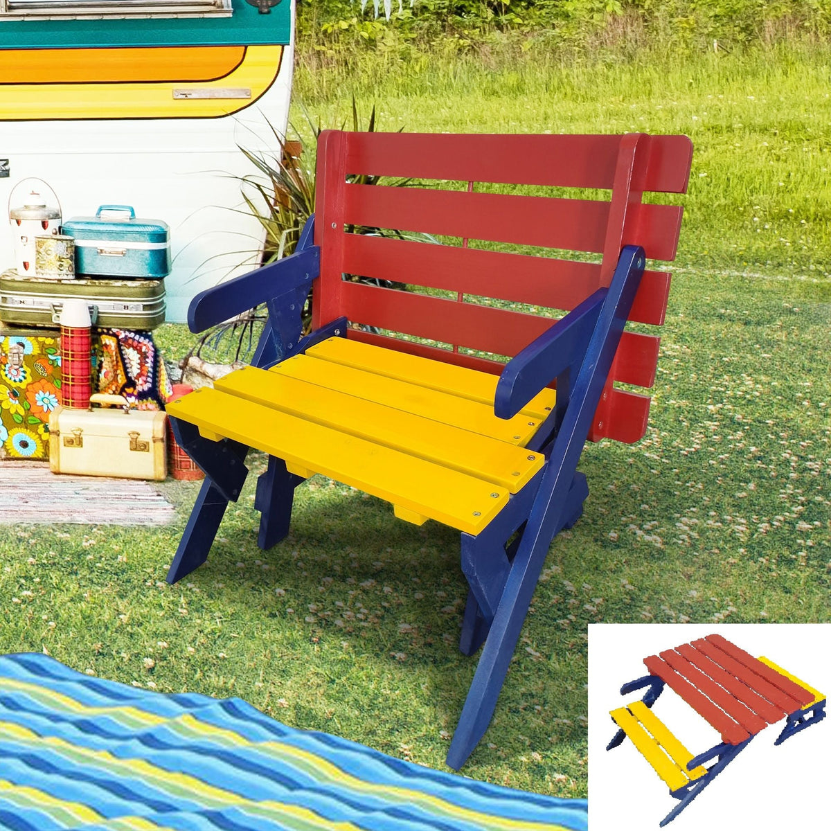 Kids Multi-Functional Arm Chair, Table With 2 Benches All-In-One Set, photo 7 of 14