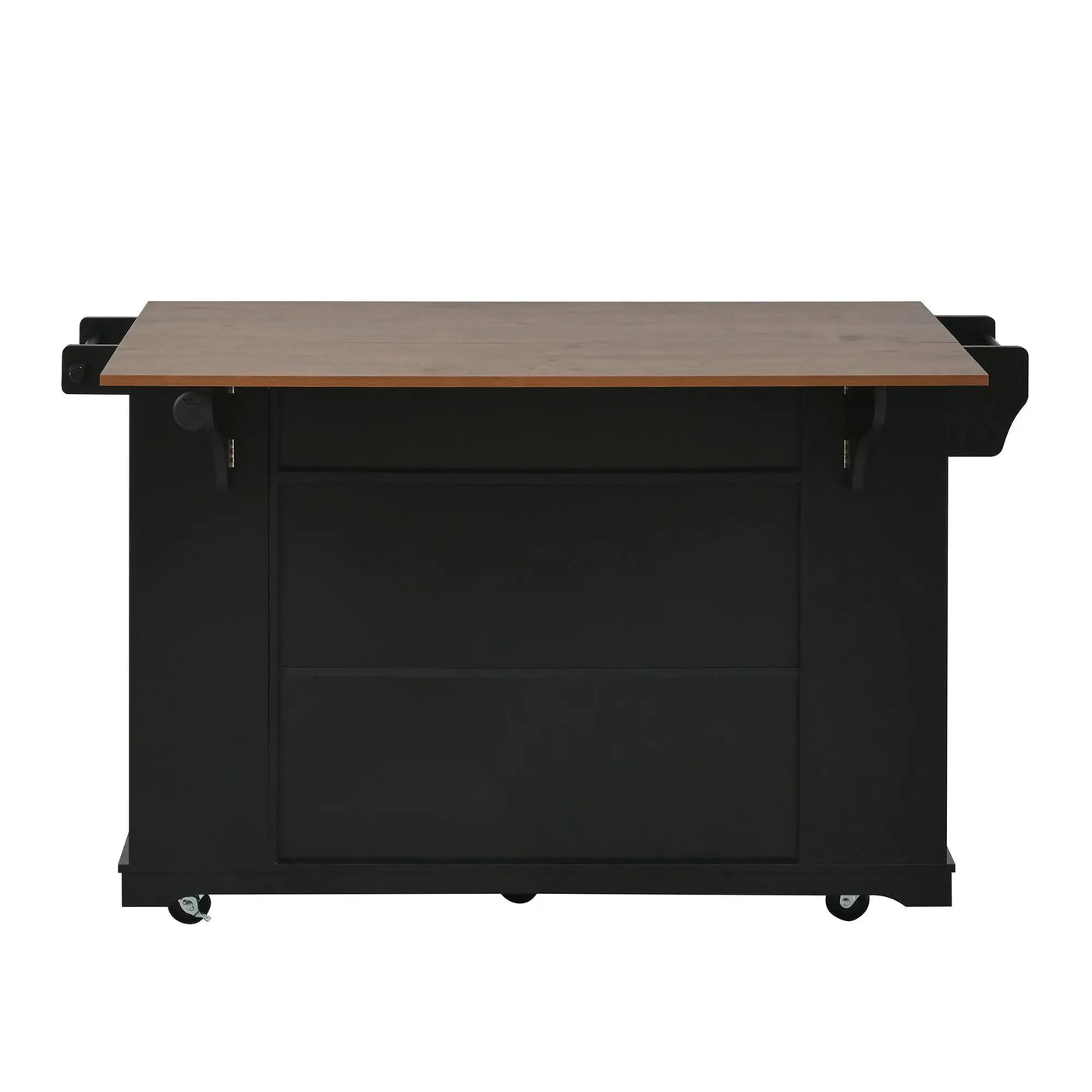 54" Mobile Kitchen Island with Glass Door Storage, Power Outlet & Rolling Cart by HouseOfZazla