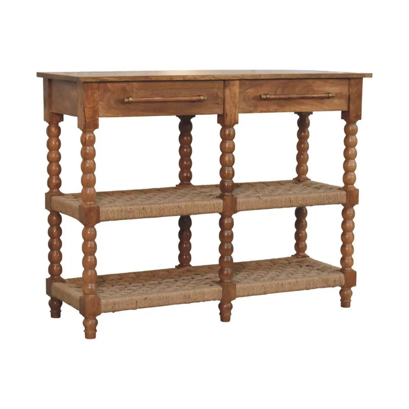 Solid Wood Spindle Woven Console by HouseOfZazla