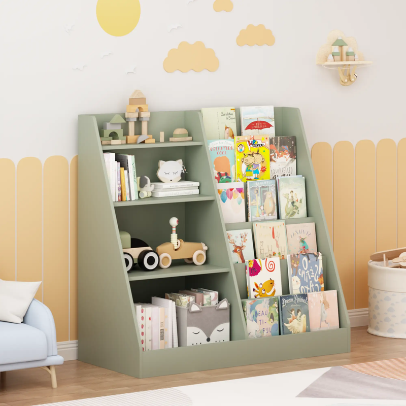 Kids Bookshelf and Toy Storage Organizer in Sage by HouseOfZazla