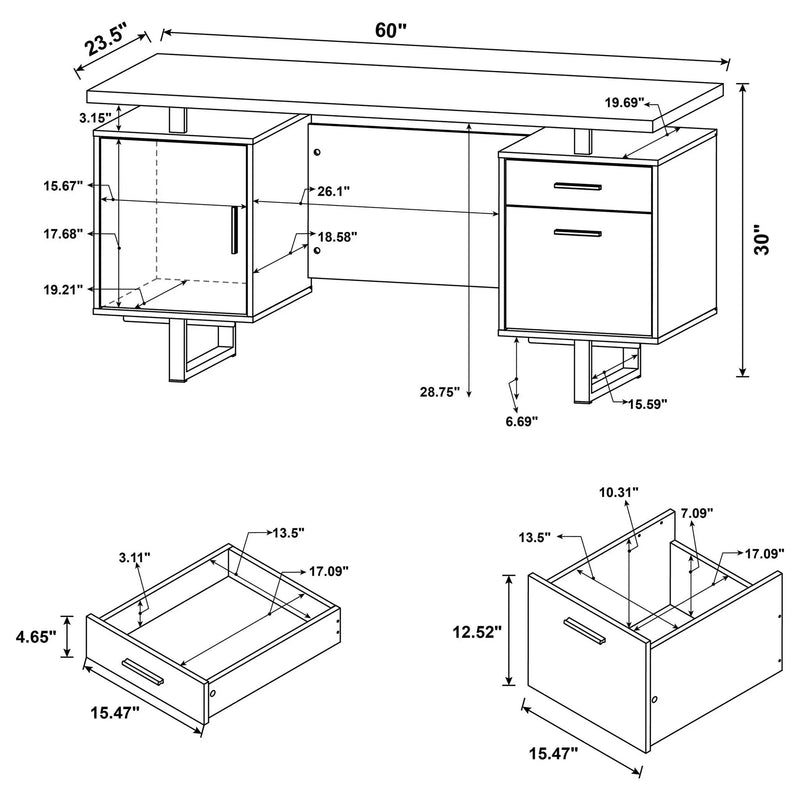 2 Drawer Floating Top Office Desk by HouseOfZazla