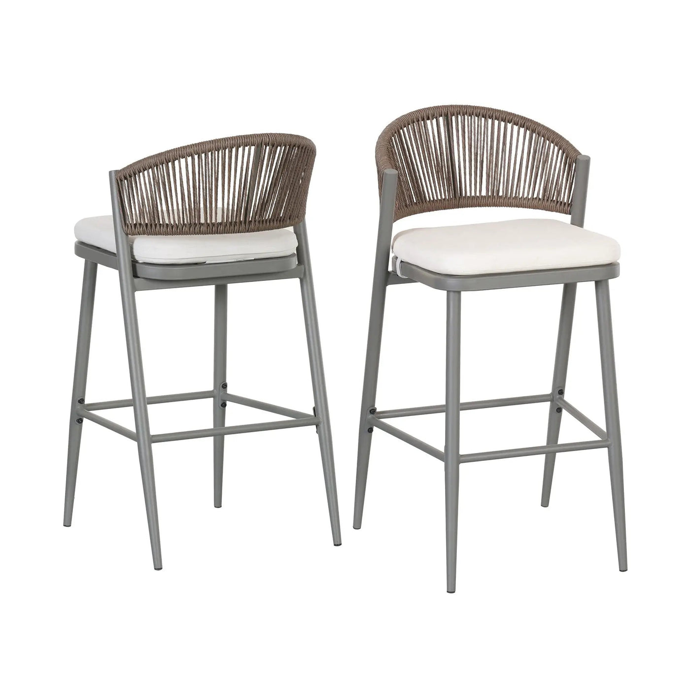 Outdoor Bar Height Metal Frame Counter Stools with Scallop-Shaped Backrest & Water-Resistant Cushions by HouseOfZazla