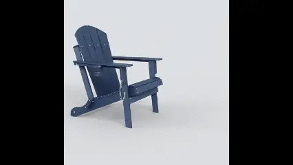 Folding Adirondack Chair with Dual Cup Holder - Navy Blue by HouseOfZazla
