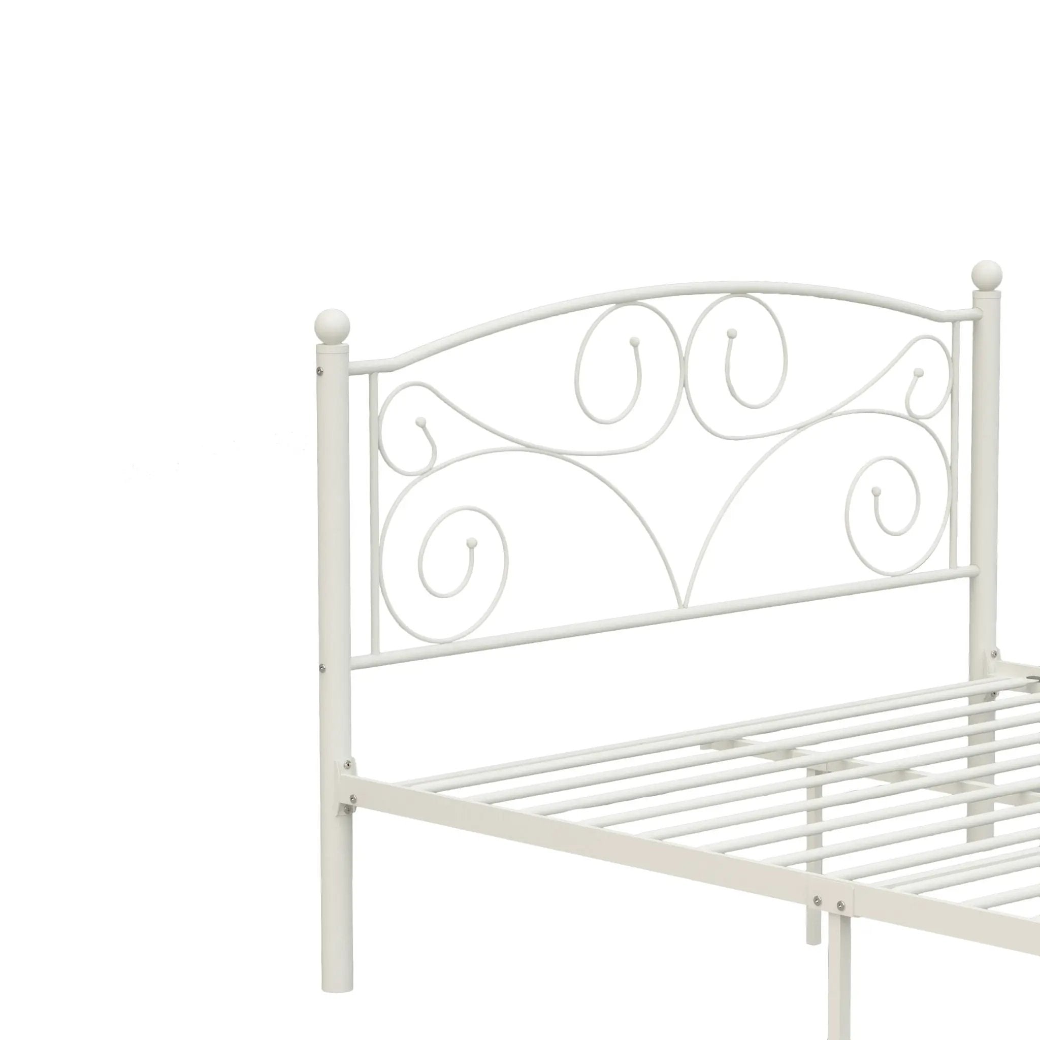 Full With Metal Frame Bed - White by HouseOfZazla