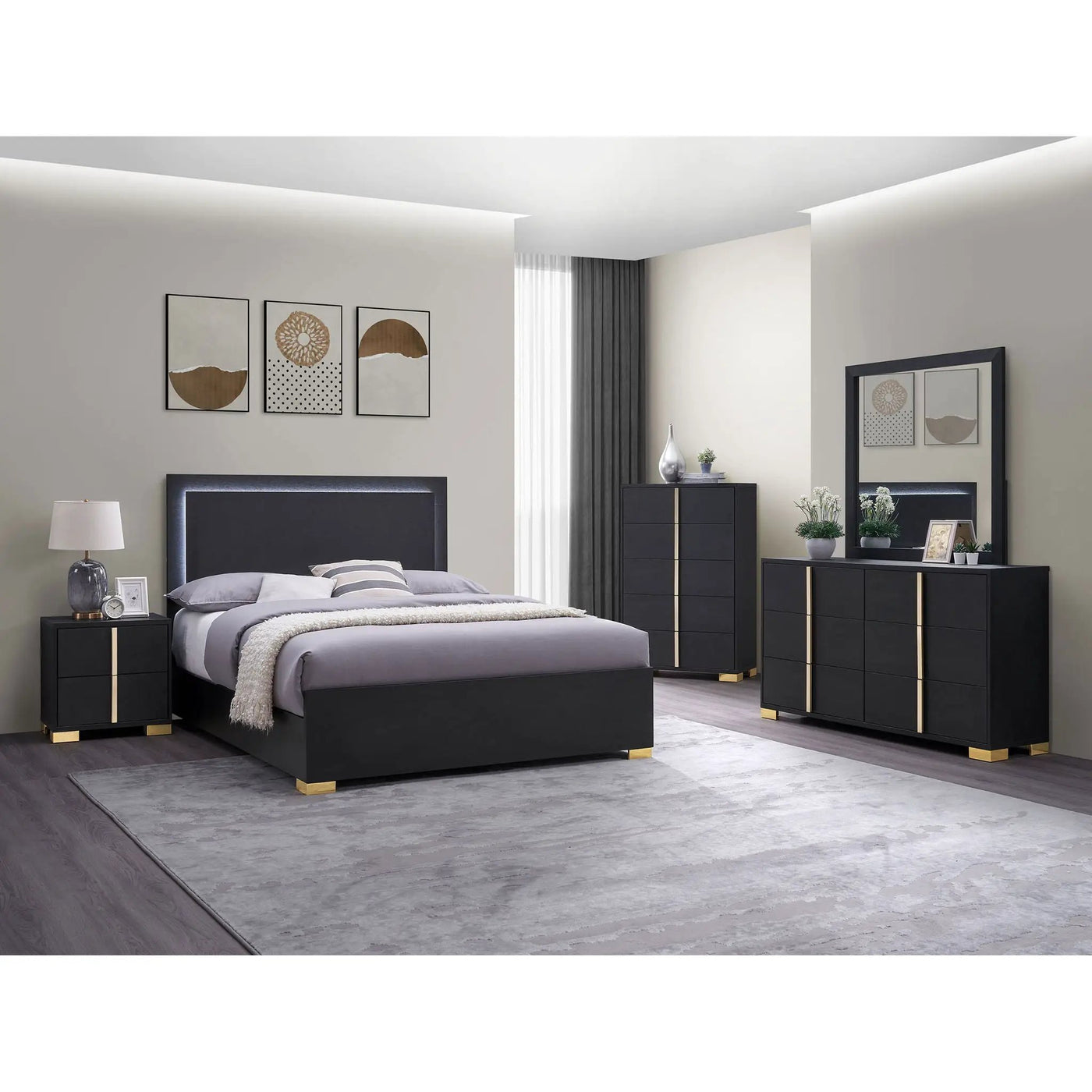 Jeremiah - Bedroom Set With LED Headboard by HouseOfZazla