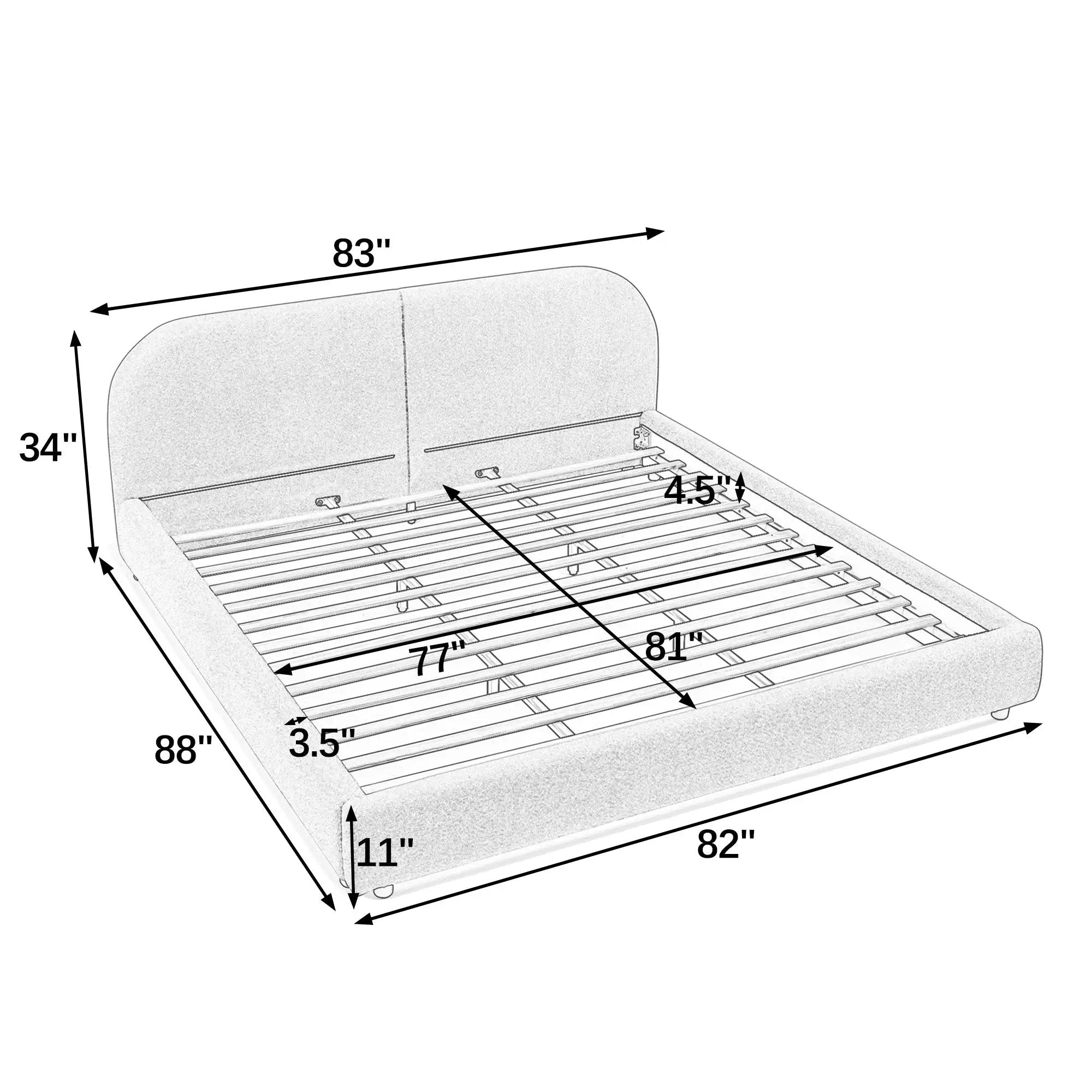 King Size Upholstered Bed Frame by HouseOfZazla