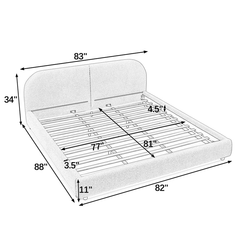 King Size Upholstered Bed Frame by HouseOfZazla