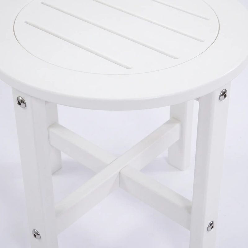 White HDPE Outdoor Side Table, 16 in. Round All-Weather Patio End Table by HouseOfZazla