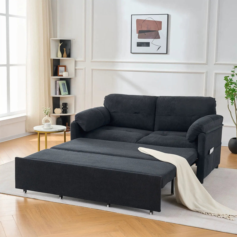 Convertible Pull Out Sofa Bed Queen Size, 3 In 1 With Side Storage by Unique Piece Furniture