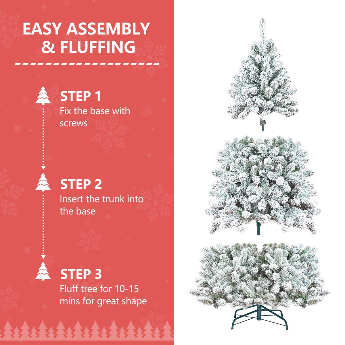 4FT Flocked Christmas Tree with Pine Cones and Snowy PVC Design, photo 2 of 17