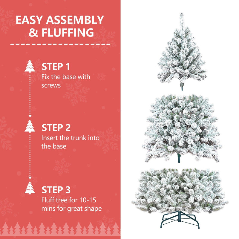 4FT Flocked Christmas Tree with Pine Cones and Snowy PVC Design, photo 2 of 17