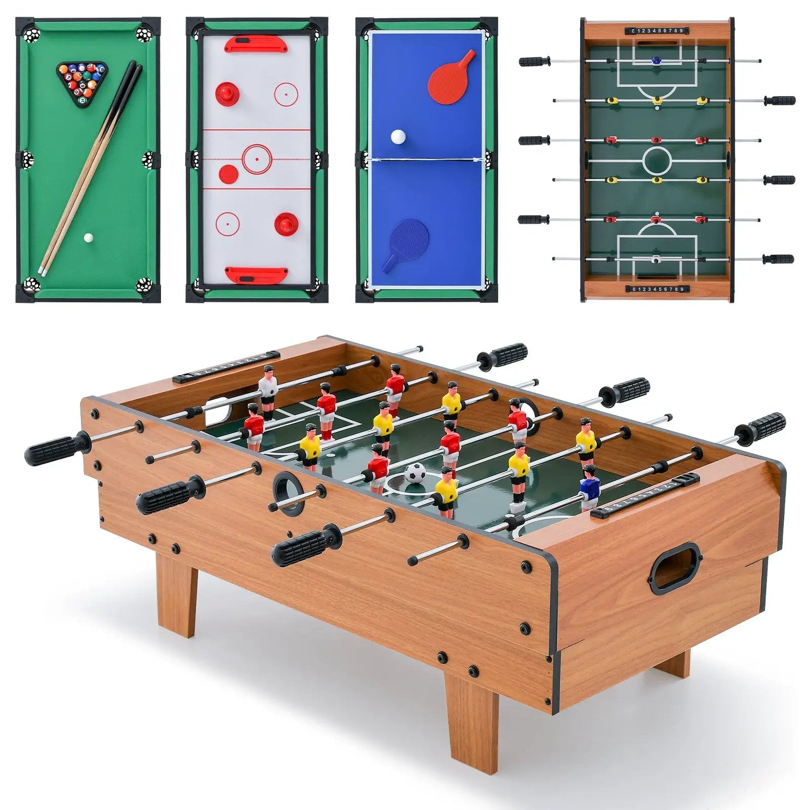 4-in-1 Combo Game Table Set Foosball Table with Billiards and Hockey by DirectDeals