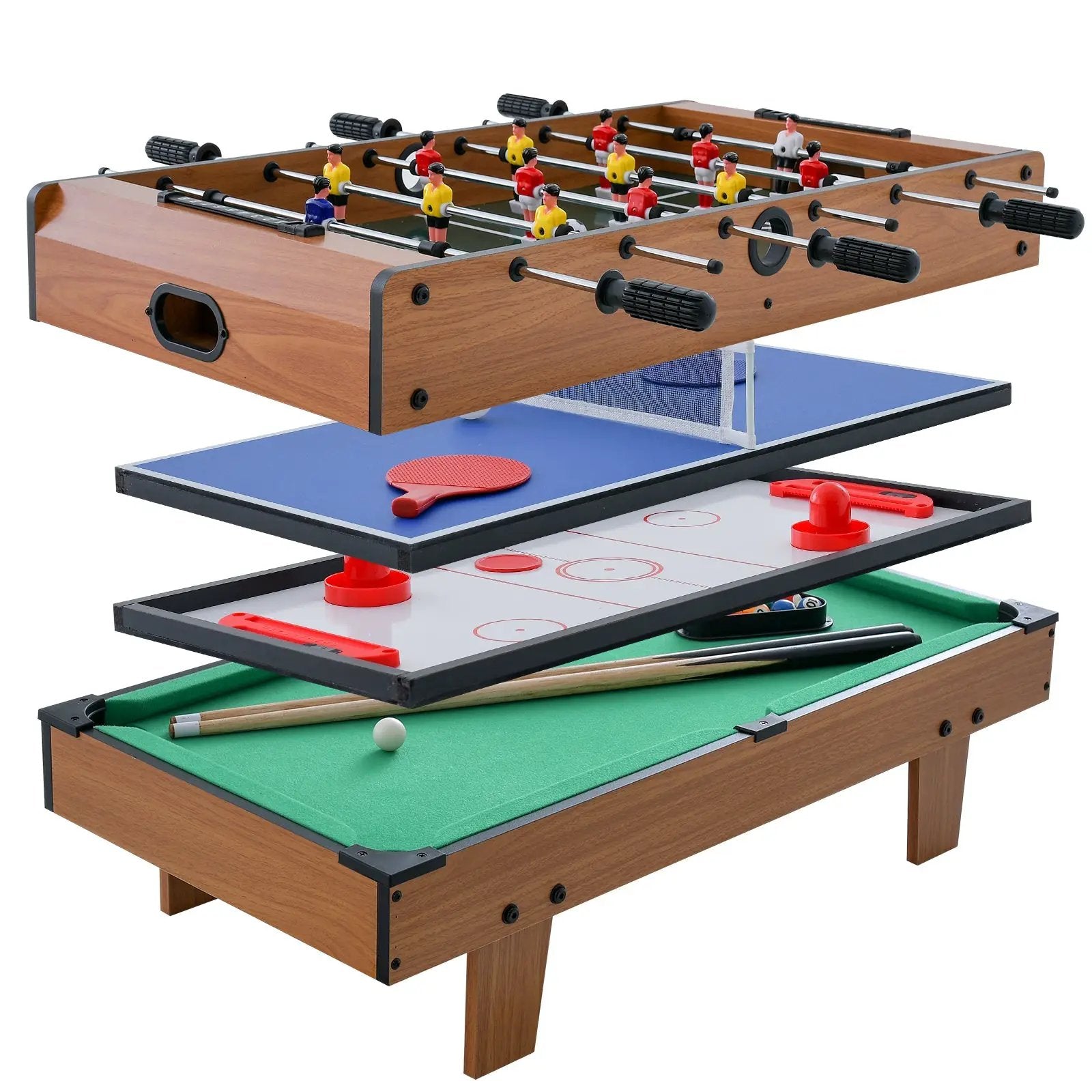 4-in-1 Combo Game Table Set Foosball Table with Billiards and Hockey by DirectDeals