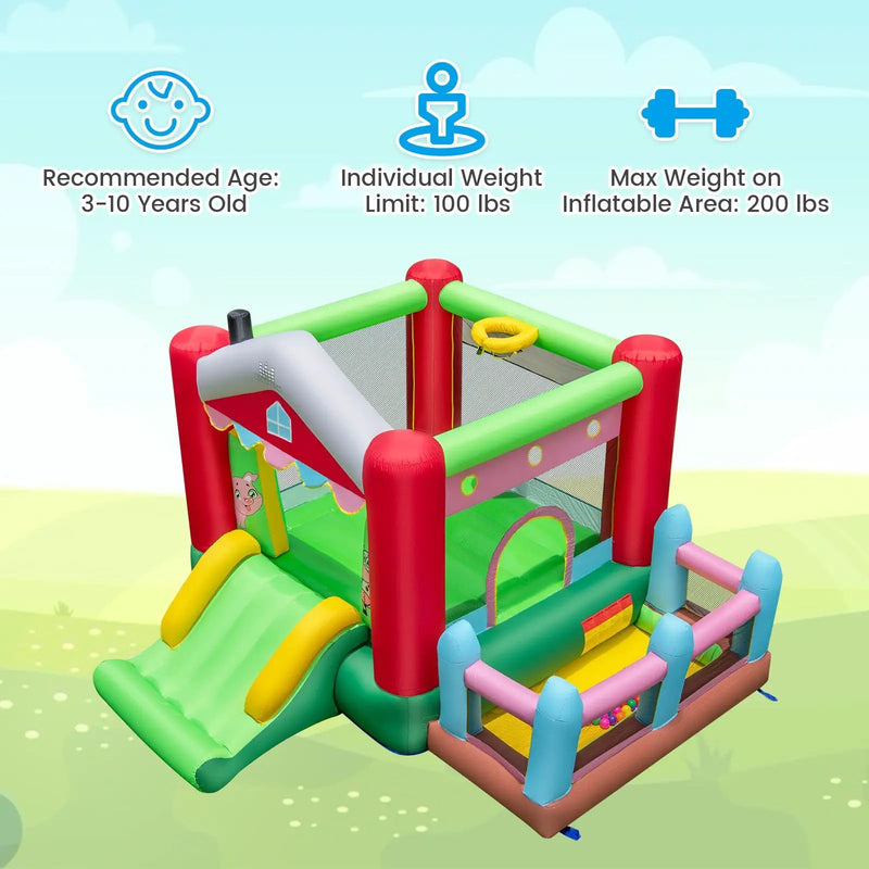 4-in-1 Inflatable Bounce House with Basketball Hoop and 480W Blower by DirectDeals