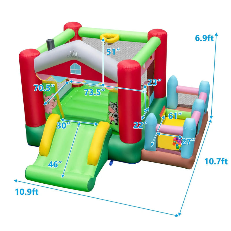 4-in-1 Inflatable Bounce House with Basketball Hoop and 480W Blower by DirectDeals