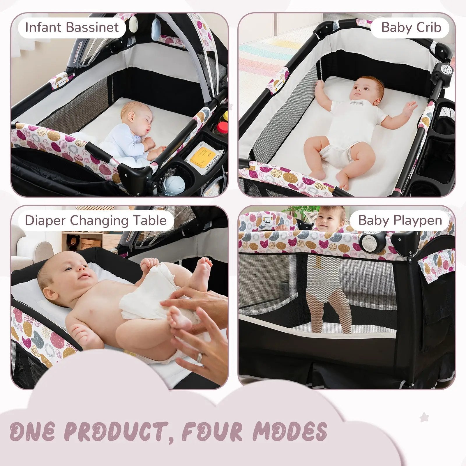 4 in 1 Portable Pack and Play Baby Nursery Center with Bassinet by DirectDeals
