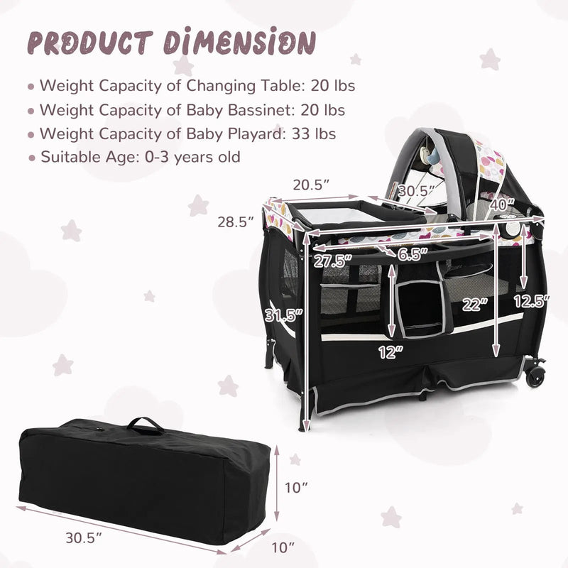4 in 1 Portable Pack and Play Baby Nursery Center with Bassinet by DirectDeals