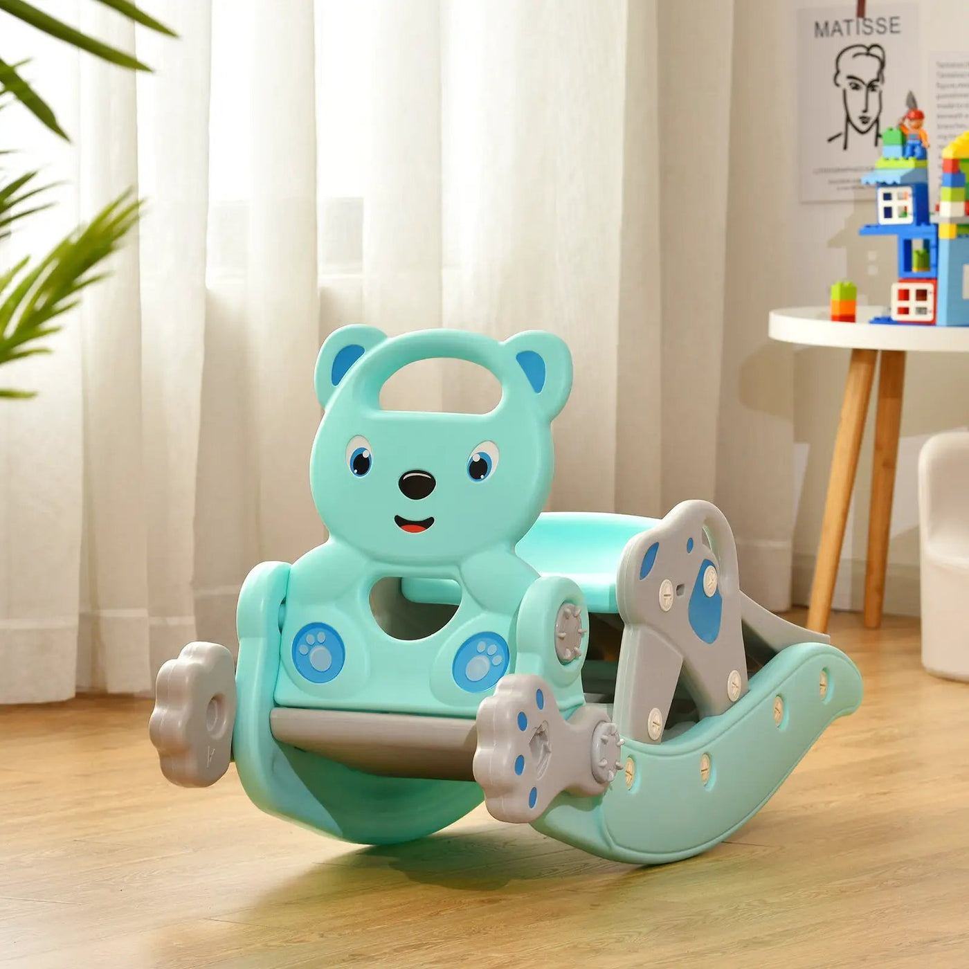 4-in-1 Toddler Slide and Rocking Horse Playset with Basketball Hoop by DirectDeals