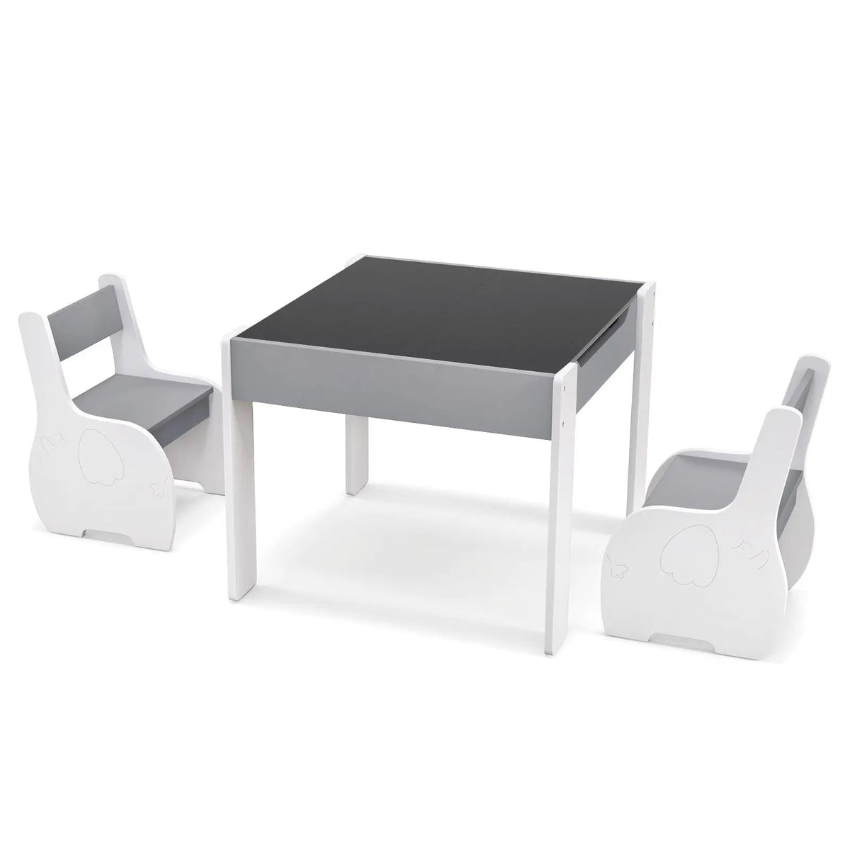 4-in-1 Wooden Activity Kids Table and Chairs with Storage and Detachable Blackboard by DirectDeals