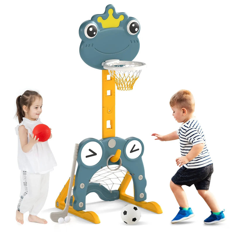 4-in-1 Toddler Basketball Hoop with Rim and Soccer Goal for 3+ Kids by DirectDeals