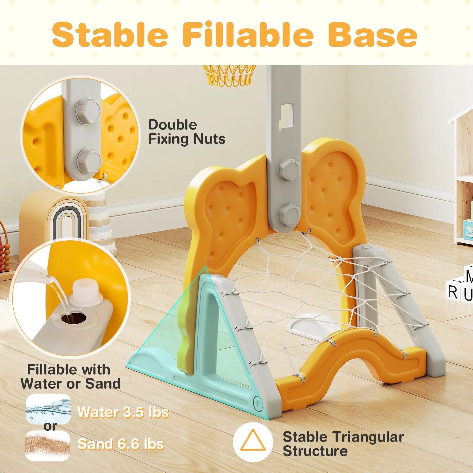 4-in-1 Toddler Height Adjustable Basketball Hoop with Ring Toss for 3+ Kids by DirectDeals
